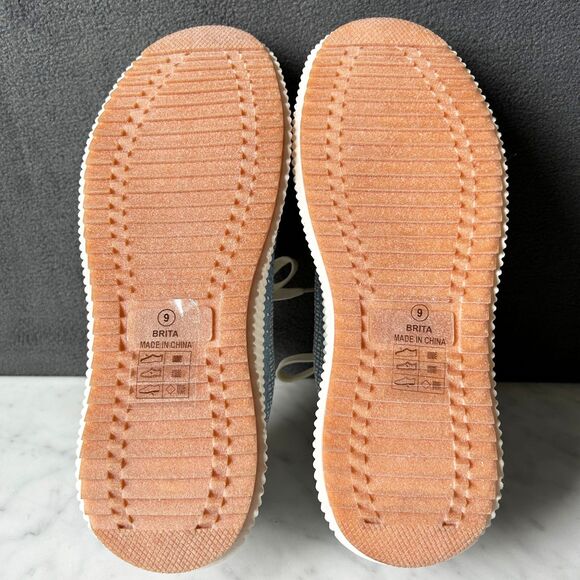 Nicole Miller Brita Platform Wedge Sneakers Blue/White - Women's Size 9 NEW - Picture 6 of 9